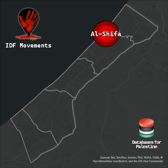 Map showing the location of Al-Shifa inside Gaza.